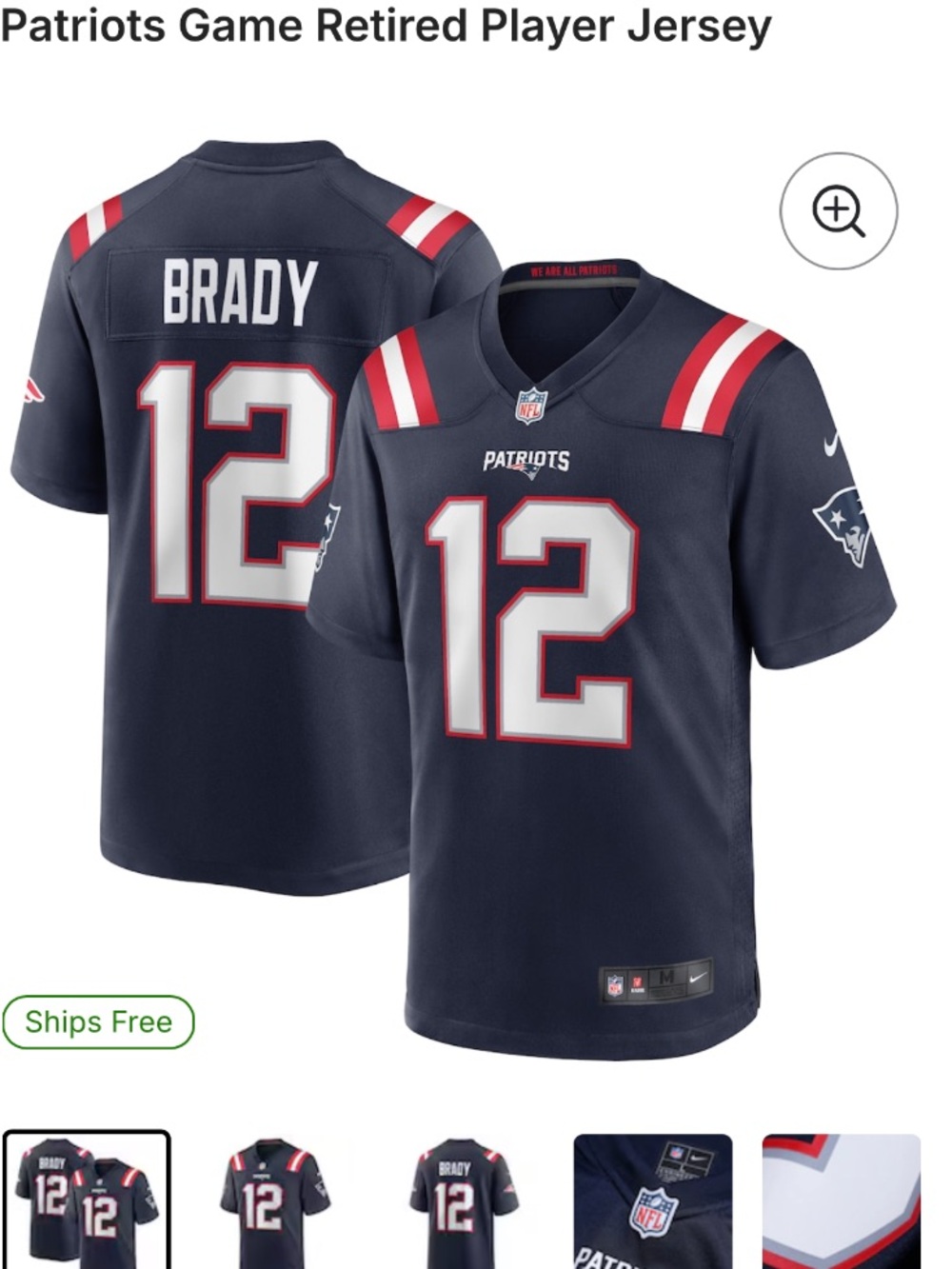 NFL Patriots Kids Navy Red & White #12 Tom Brady Football Jersey